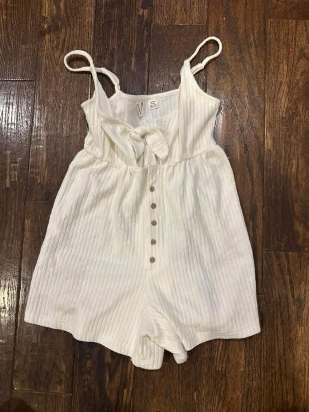Roxy Cream Ribbed Tie-Front Romper